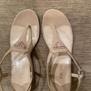 Prada Shies Thong Wedge sandals Nude/Tan EU 37